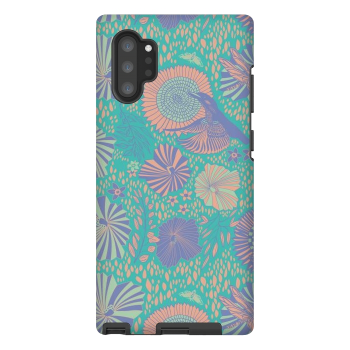 Galaxy Note 10 plus StrongFit Mint bird and dragonfly by Nina Leth
