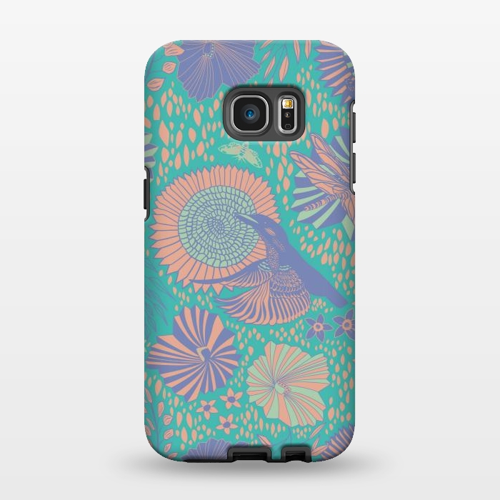 Galaxy S7 EDGE StrongFit Mint bird and dragonfly by Nina Leth