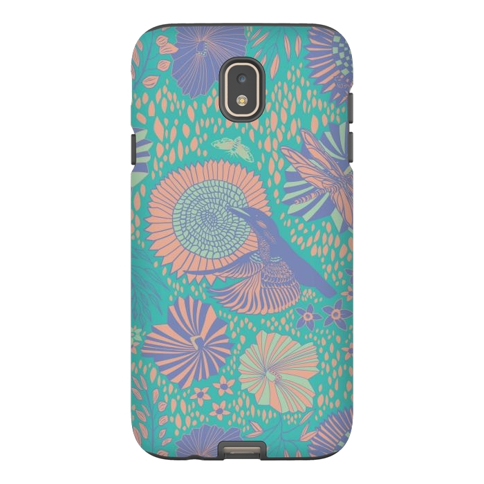 Galaxy J7 StrongFit Mint bird and dragonfly by Nina Leth