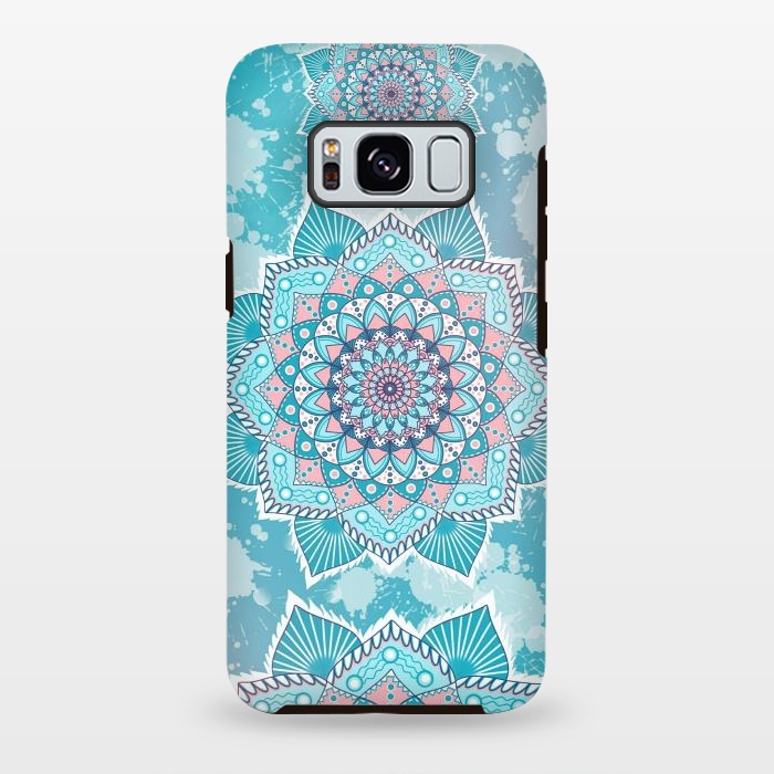 Galaxy S8 plus StrongFit Flower mandala turquoise blue by Jms