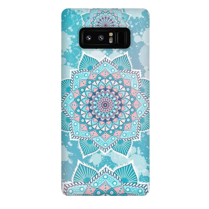Galaxy Note 8 StrongFit Flower mandala turquoise blue by Jms