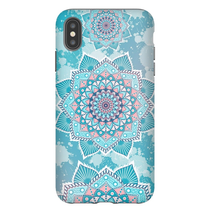 iPhone Xs Max StrongFit Flower mandala turquoise blue by Jms
