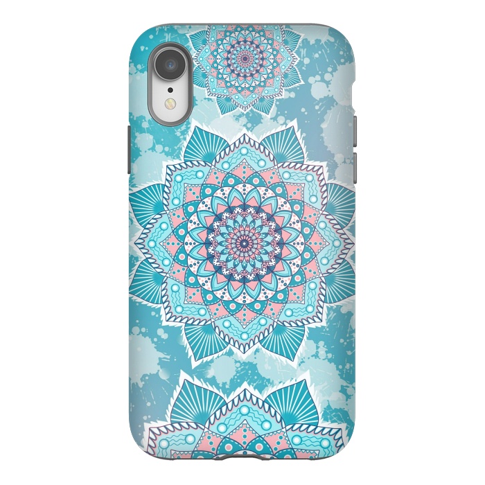 iPhone Xr StrongFit Flower mandala turquoise blue by Jms