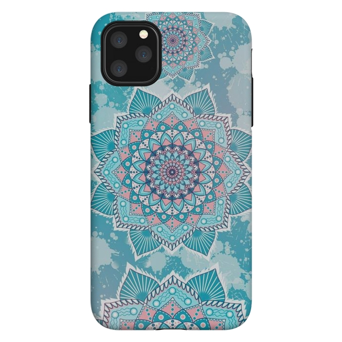 iPhone 11 Pro Max StrongFit Flower mandala turquoise blue by Jms