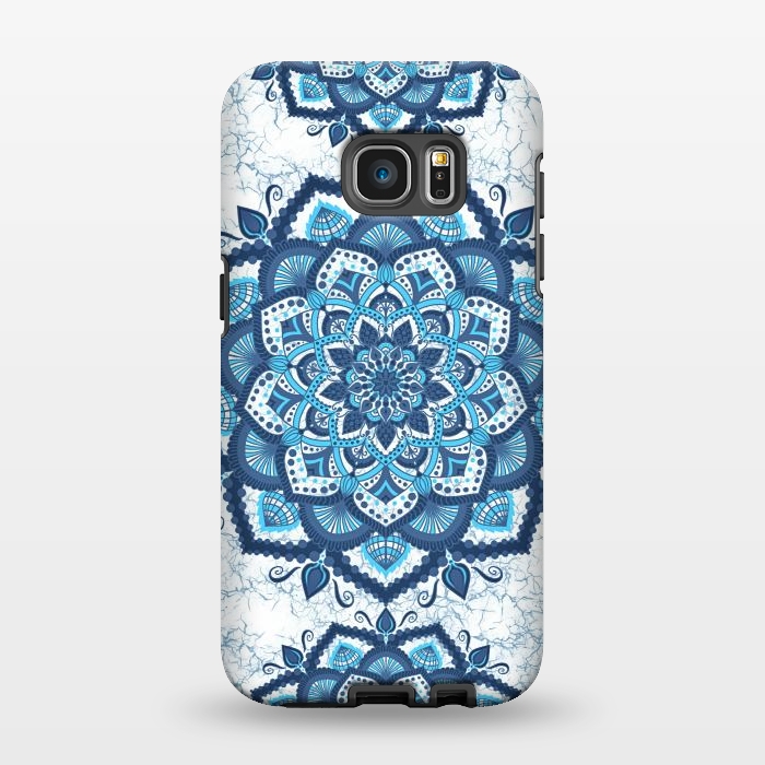Galaxy S7 EDGE StrongFit Blue white flower mandalas art by Jms
