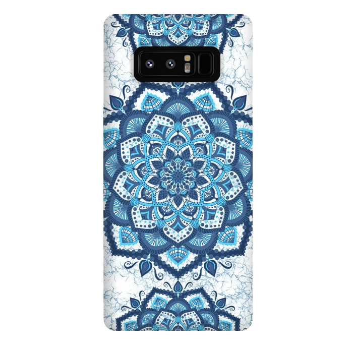 Galaxy Note 8 StrongFit Blue white flower mandalas art by Jms
