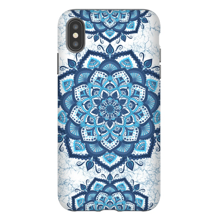iPhone Xs Max StrongFit Blue white flower mandalas art by Jms