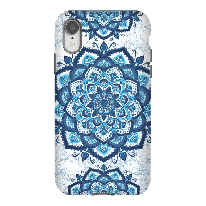 iPhone Xr StrongFit Blue white flower mandalas art by Jms