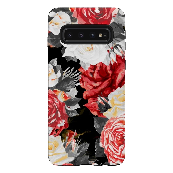 Galaxy S10 StrongFit Red and white roses by Oana 