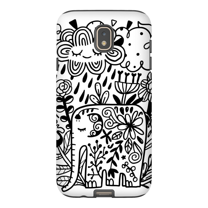 Galaxy J7 StrongFit Doodle elephant and flowers by Anna Alekseeva