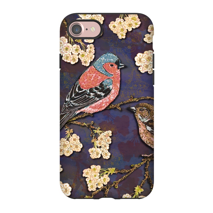 iPhone 7 StrongFit Chaffinches in Cherry Blossom by Lotti Brown