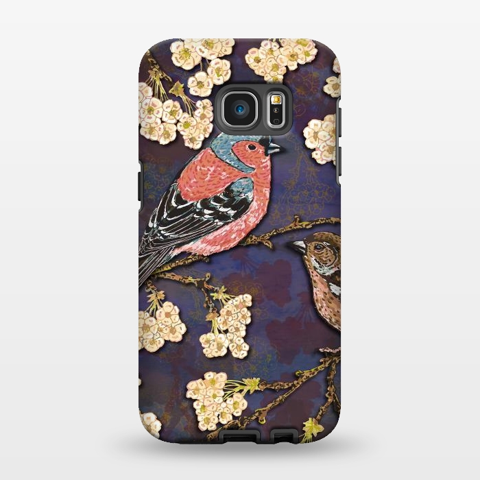 Galaxy S7 EDGE StrongFit Chaffinches in Cherry Blossom by Lotti Brown