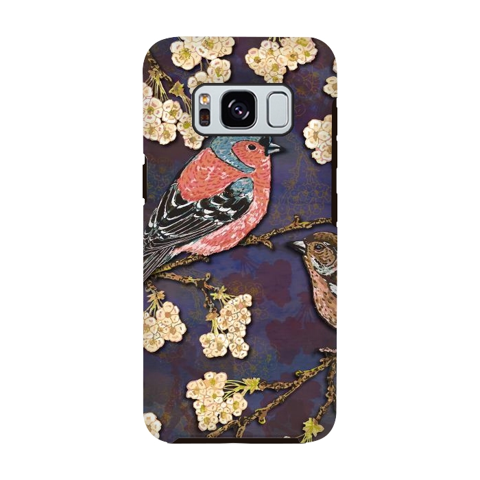 Galaxy S8 StrongFit Chaffinches in Cherry Blossom by Lotti Brown