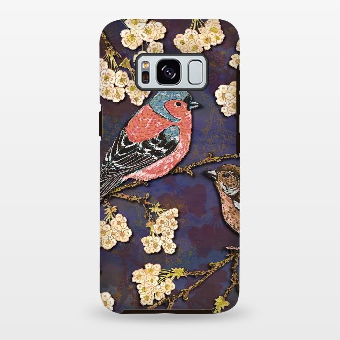 Galaxy S8 plus StrongFit Chaffinches in Cherry Blossom by Lotti Brown