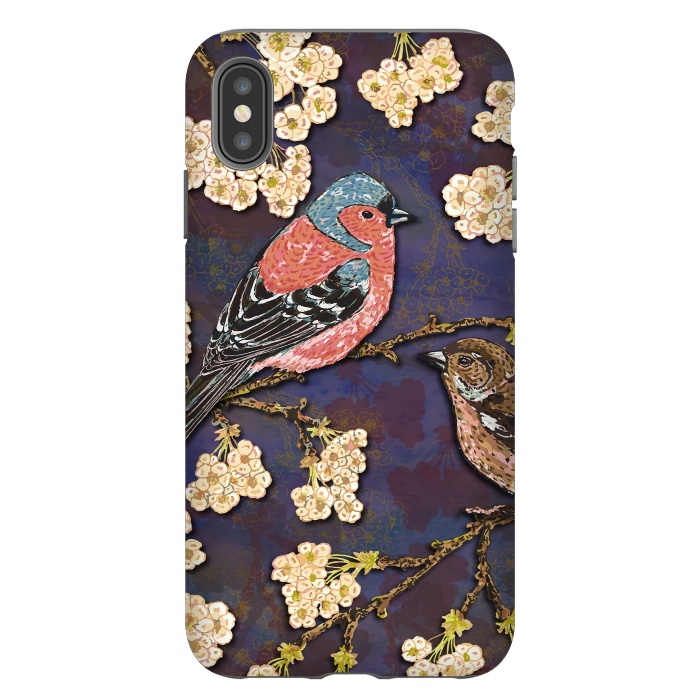 iPhone Xs Max StrongFit Chaffinches in Cherry Blossom by Lotti Brown