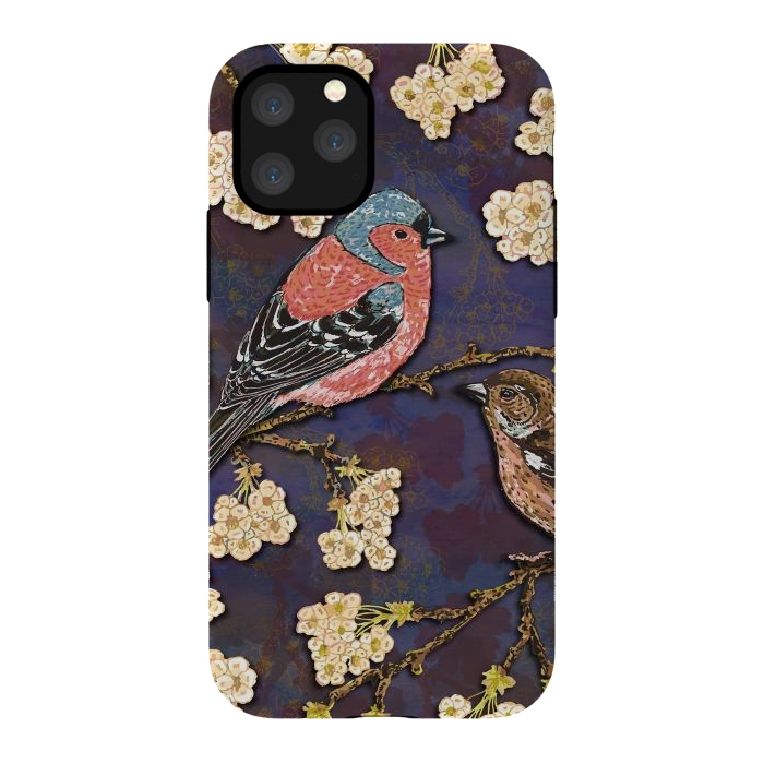 iPhone 11 Pro StrongFit Chaffinches in Cherry Blossom by Lotti Brown