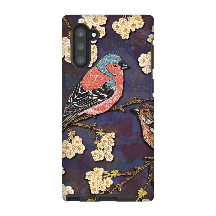 Galaxy Note 10 StrongFit Chaffinches in Cherry Blossom by Lotti Brown