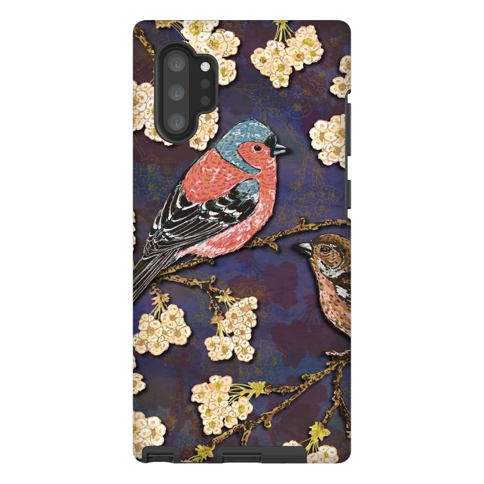 Galaxy Note 10 plus StrongFit Chaffinches in Cherry Blossom by Lotti Brown