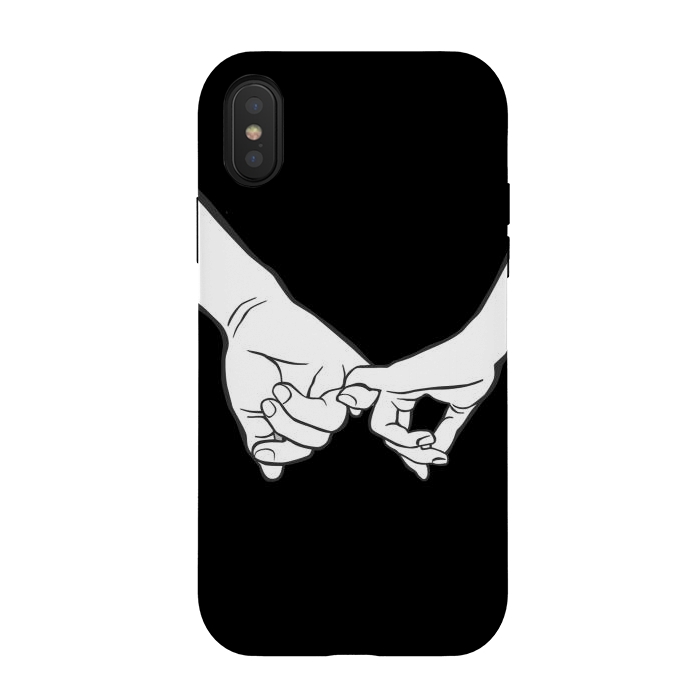 iPhone Xs / X StrongFit Couple holding hands minimal line art valentine drawing by Oana 