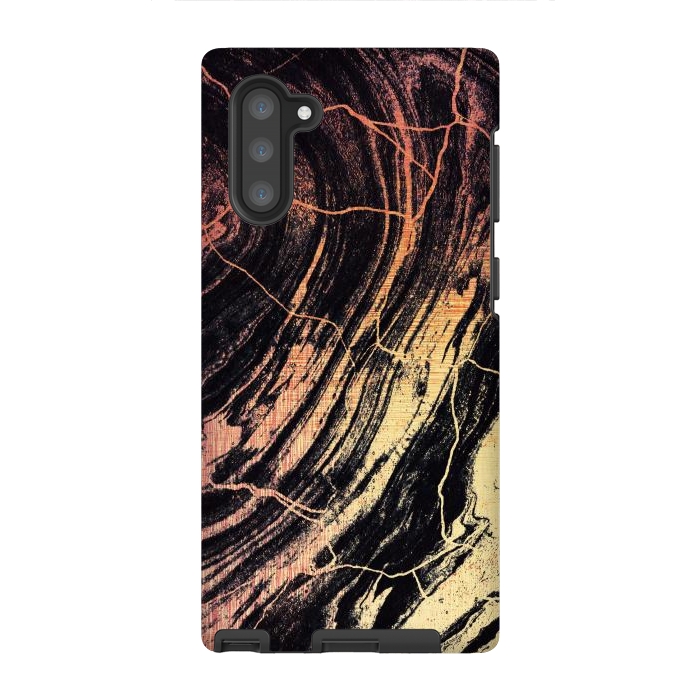 Galaxy Note 10 StrongFit Gold marble brush strokes by Oana 