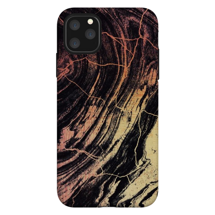 iPhone 11 Pro Max StrongFit Gold marble brush strokes by Oana 