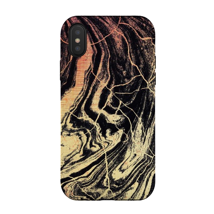 iPhone Xs / X StrongFit Gold marble brush strokes by Oana 