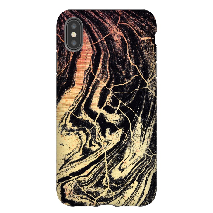iPhone Xs Max StrongFit Gold marble brush strokes by Oana 