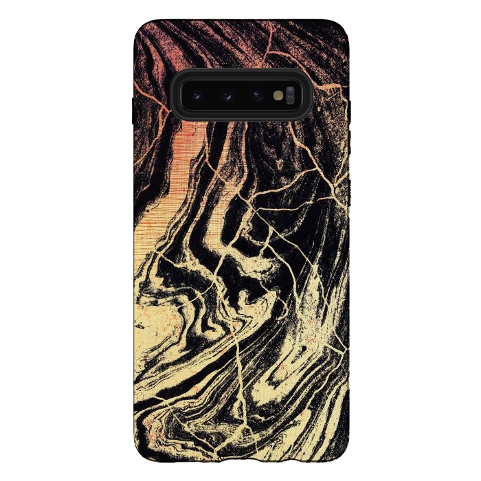 Galaxy S10 plus StrongFit Gold marble brush strokes by Oana 