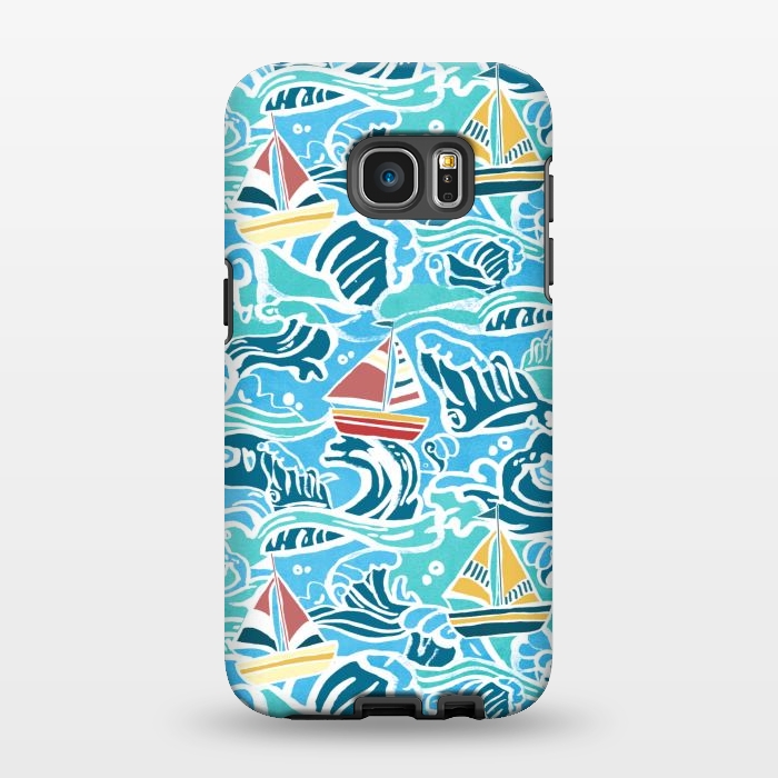 Galaxy S7 EDGE StrongFit Sailboats & Waves by Tangerine-Tane