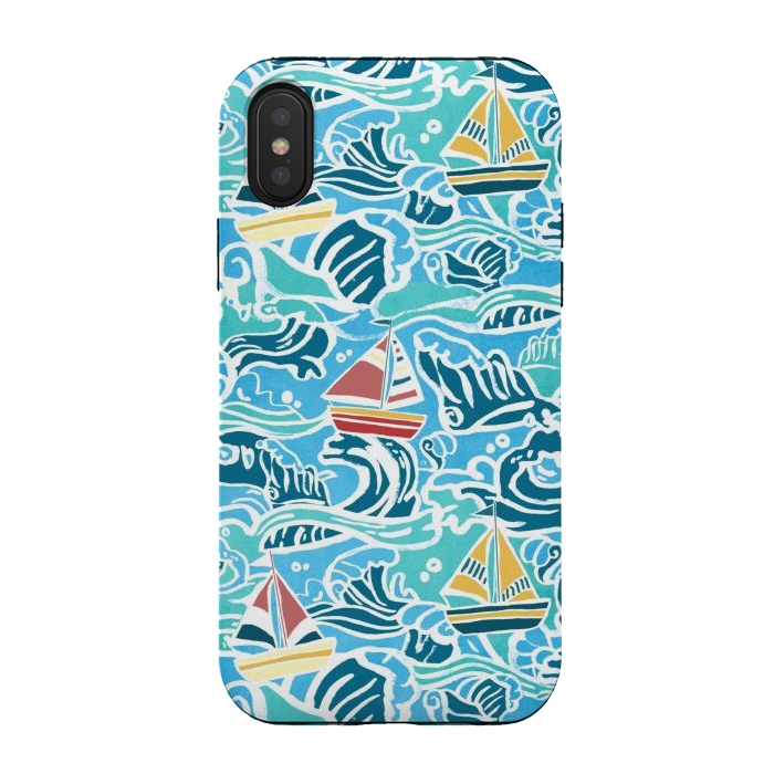 iPhone Xs / X StrongFit Sailboats & Waves by Tangerine-Tane