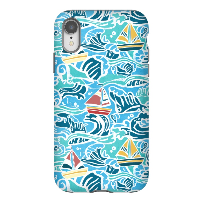 iPhone Xr StrongFit Sailboats & Waves by Tangerine-Tane
