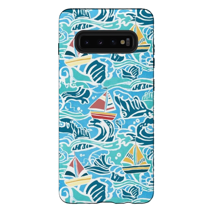 Galaxy S10 plus StrongFit Sailboats & Waves by Tangerine-Tane