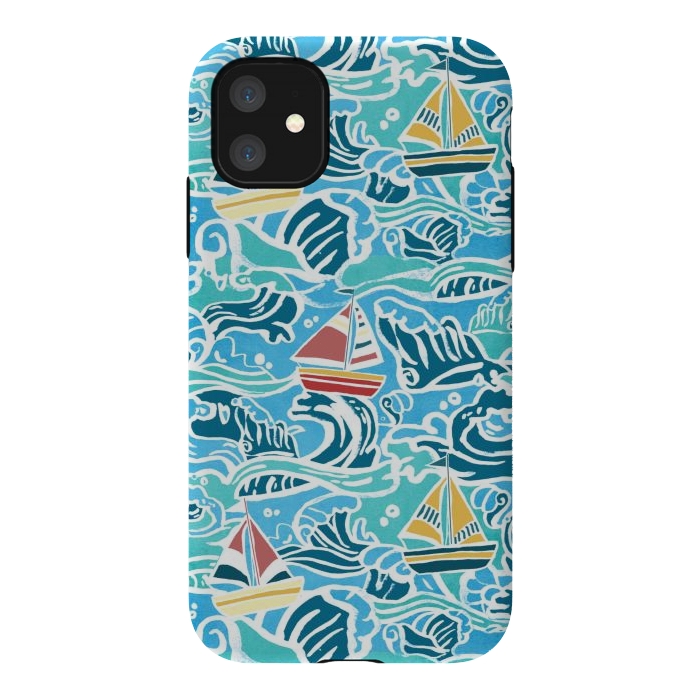 iPhone 11 StrongFit Sailboats & Waves by Tangerine-Tane