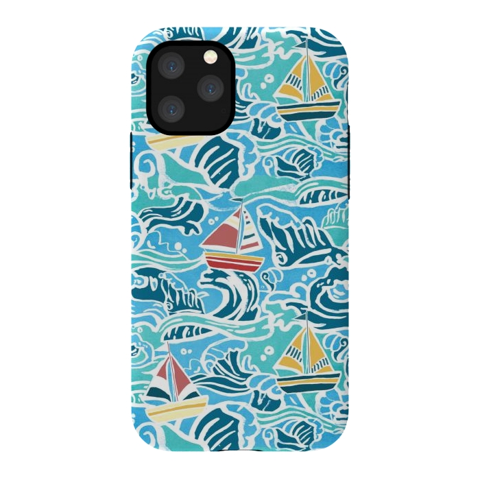 iPhone 11 Pro StrongFit Sailboats & Waves by Tangerine-Tane