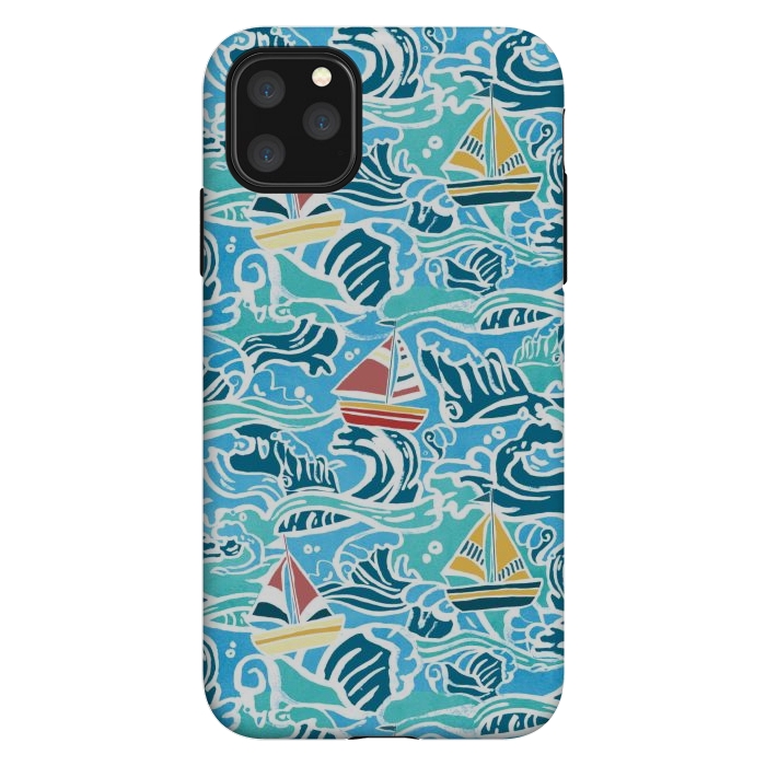 iPhone 11 Pro Max StrongFit Sailboats & Waves by Tangerine-Tane