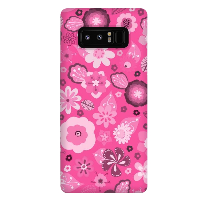 Galaxy Note 8 StrongFit Kitsch 70s Flowers in Bright Pink Hues by Paula Ohreen