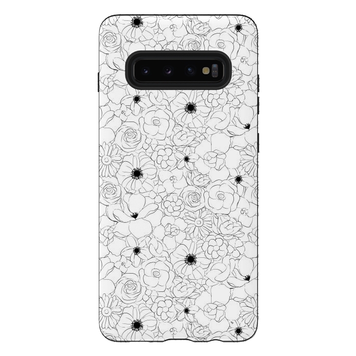 Galaxy S10 plus StrongFit Black and white meadow by Martina
