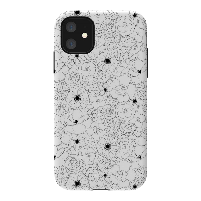 iPhone 11 StrongFit Black and white meadow by Martina