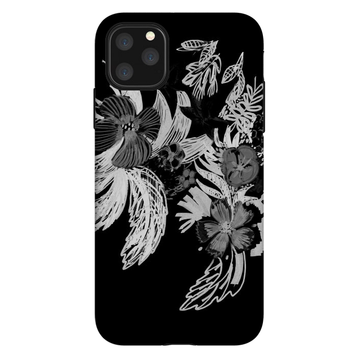 iPhone 11 Pro Max StrongFit Black and white marker sketched flowers by Oana 