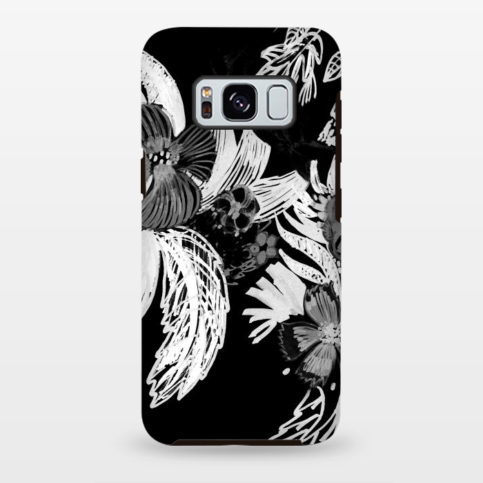 Galaxy S8 plus StrongFit Black and white marker sketched flowers by Oana 