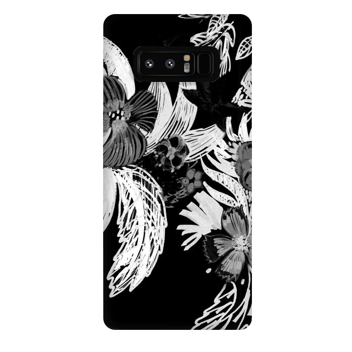 Galaxy Note 8 StrongFit Black and white marker sketched flowers by Oana 
