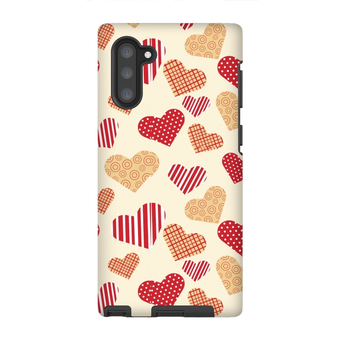 Galaxy Note 10 StrongFit RED GOLDEN HEARTS by MALLIKA