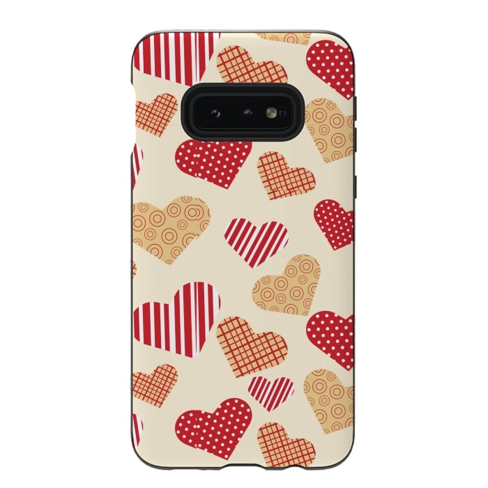 Galaxy S10e StrongFit RED GOLDEN HEARTS by MALLIKA