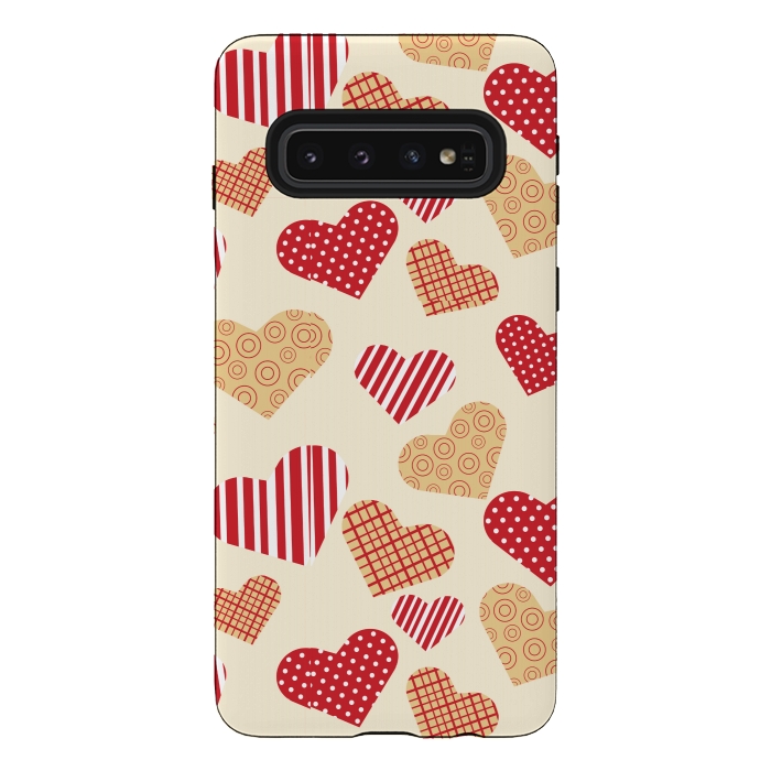 Galaxy S10 StrongFit RED GOLDEN HEARTS by MALLIKA