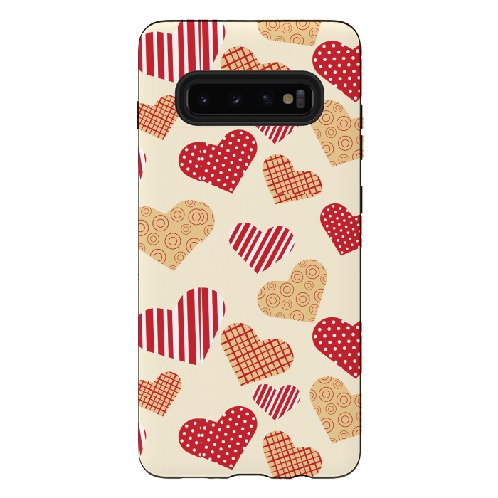 Galaxy S10 plus StrongFit RED GOLDEN HEARTS by MALLIKA