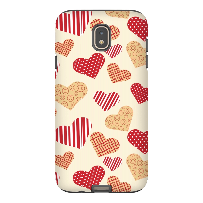 Galaxy J7 StrongFit RED GOLDEN HEARTS by MALLIKA