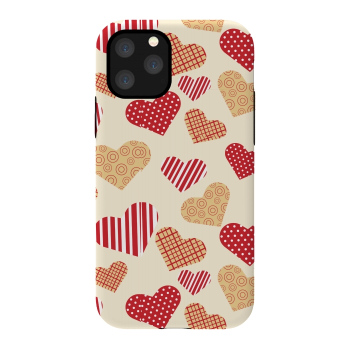 iPhone 11 Pro StrongFit RED GOLDEN HEARTS by MALLIKA