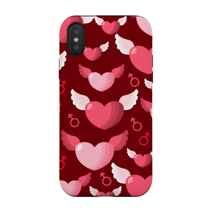 iPhone Xs / X StrongFit HEARTS FEATHERS PATTERN by MALLIKA