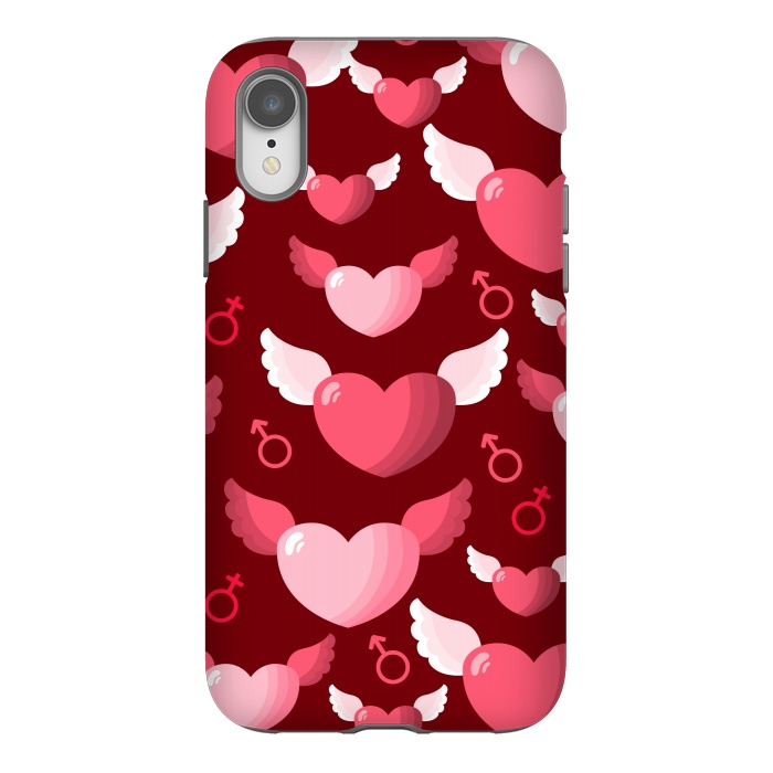 iPhone Xr StrongFit HEARTS FEATHERS PATTERN by MALLIKA