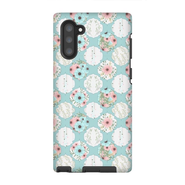 Galaxy Note 10 StrongFit BLUE FLORAL PATCHWORK  by MALLIKA